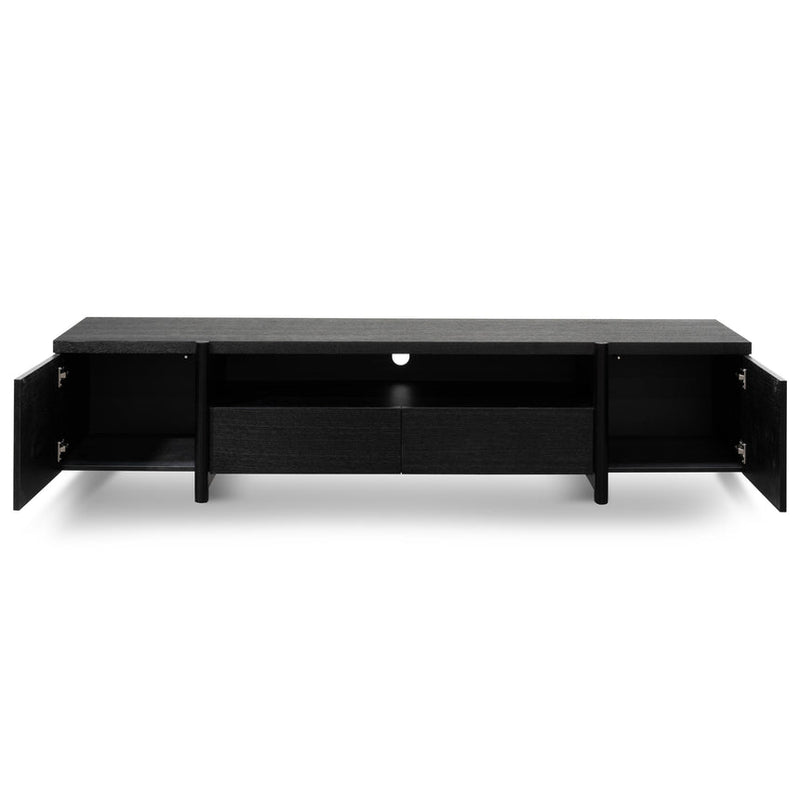 Lowline 2.1m Entertainment TV Unit - Black Oak - Timber Legs