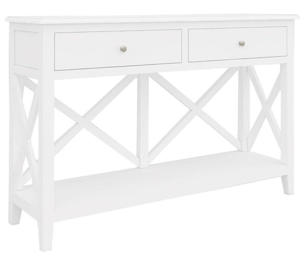 Hampton Console Table 2 Drawer 120x35x78cm-White