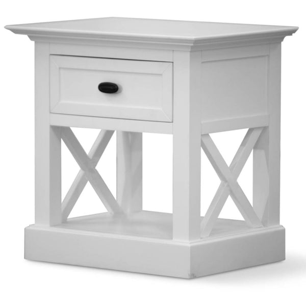 Sahara Bedside Table 1drw W/shelf 58x45x60cm-White