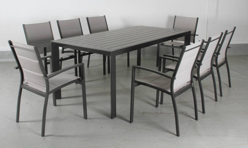 Marni Outdoor Dining Set 9pc Dining Set- CharcoaI Grey