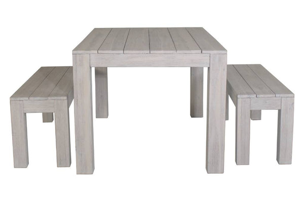 Valetta Outdoor 3pc Dinning Set-Brushed White 3pc