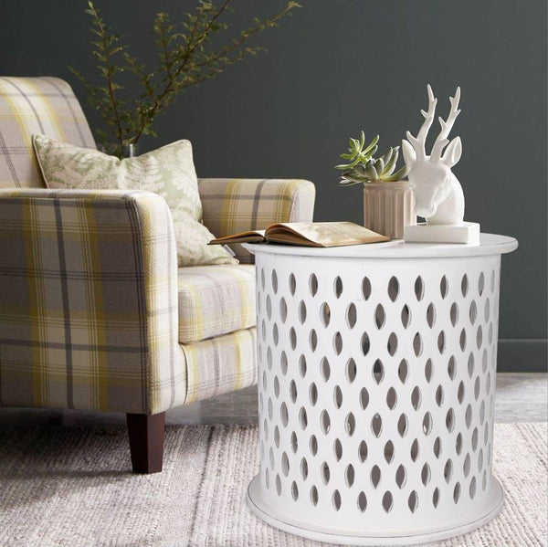 Mosaic Round Side Table 45x45x45cm-White