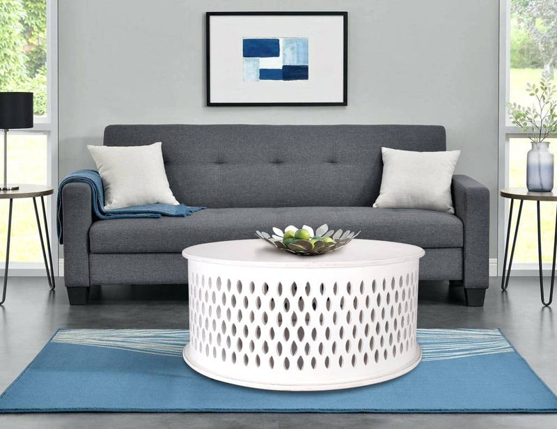 Mosaic Round Coffee Table 80x80x35cm-White